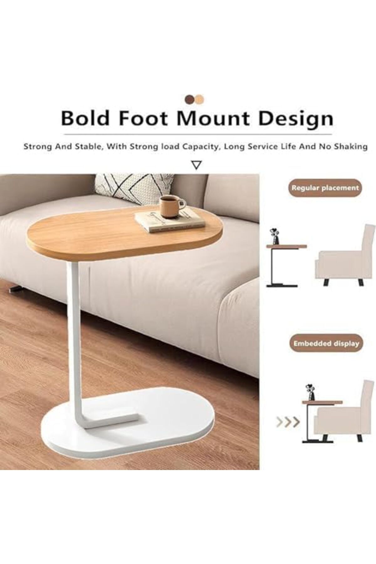 Türkiye-C Table End Table, Couch Tables That Slide Under, C Shaped Side Table, Small Side Table, Nar 7