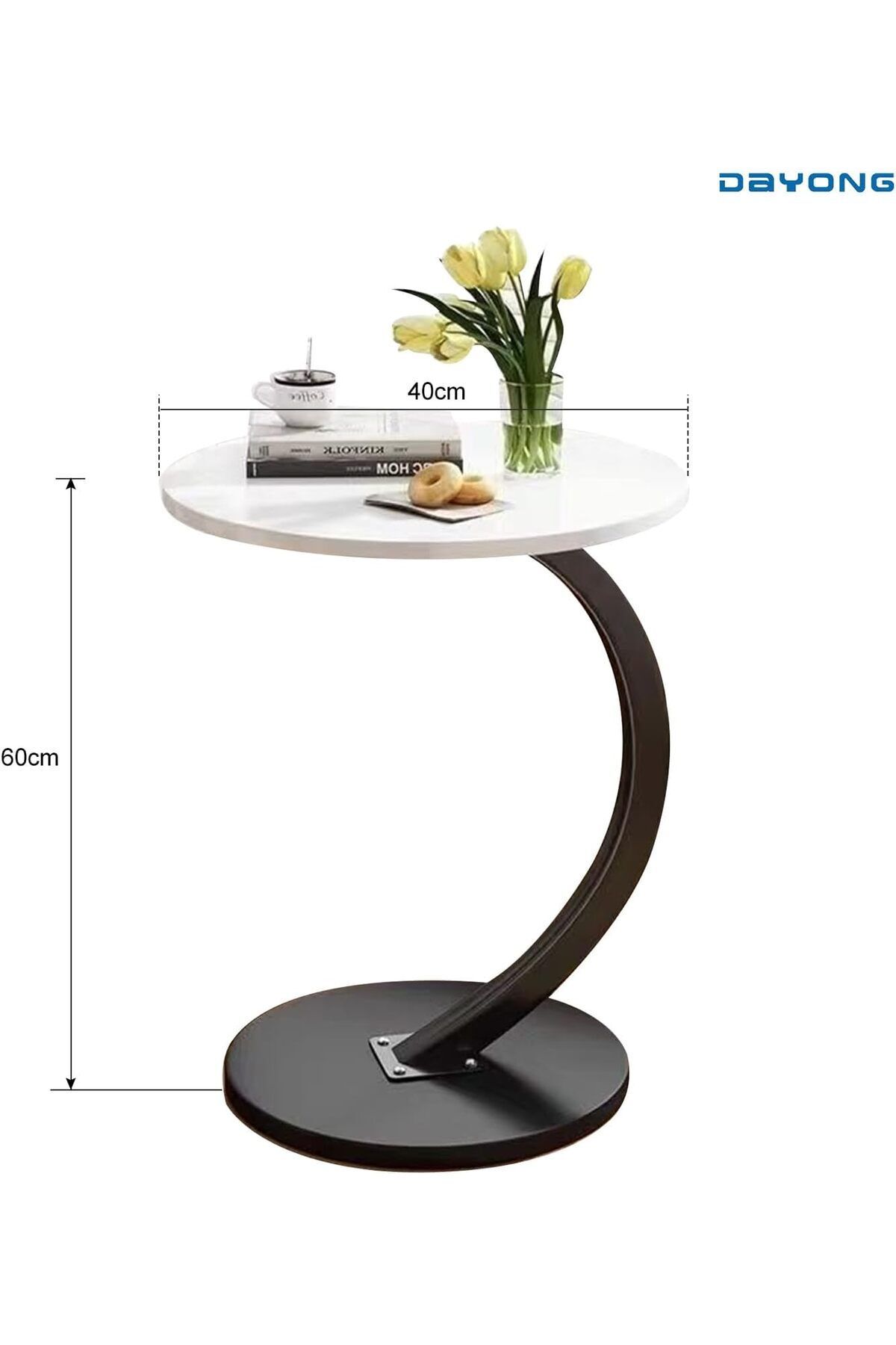 Türkiye-Side Table, C-shaped Coffee Table, Sofa End Table, Space-Saving Nightstand Bedside Table for 3