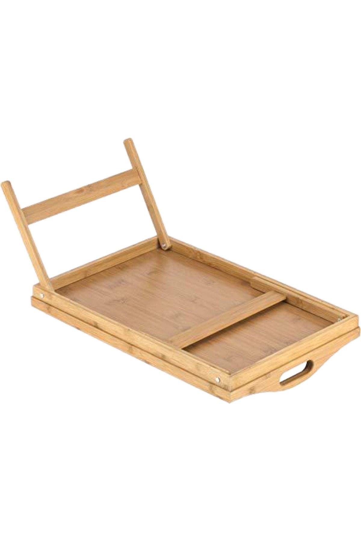 Türkiye-Portable Foldable Bamboo Breakfast Tray with Handles Snacking & Working Tray Table for Sofa Bed Stor 6
