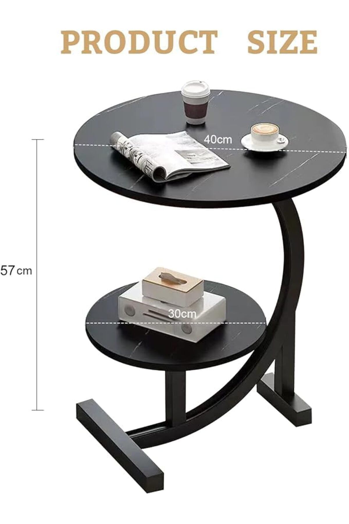 Türkiye-Round Side Table Coffee Couch Bedside Table End Table for Small Spaces C Shaped End Table D 5