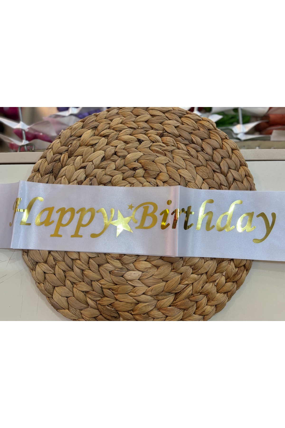 Deniz Party Store Beyaz'a Gold Yaldızı Happy Bırthday Doğum günü Parti Kuşağı