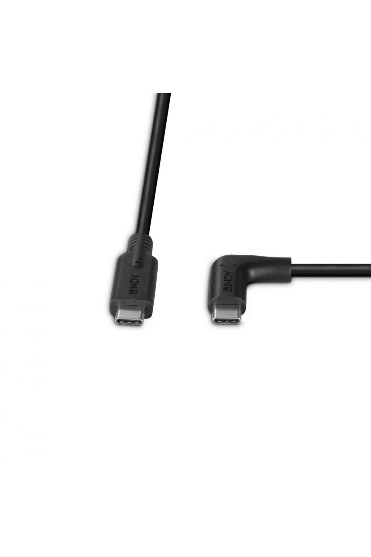 LİNDY-USB C 3.2 cable 90° Right angle, length 1m, maximum power 60W, supported bandwidth 3