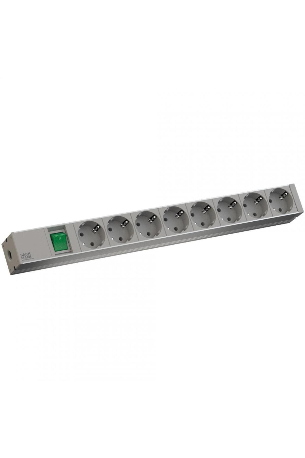 Bachmann-IT PDU 8 x Schuko sockets, 1x Switch, in Schuko, 1U, grounding, switch, length 1