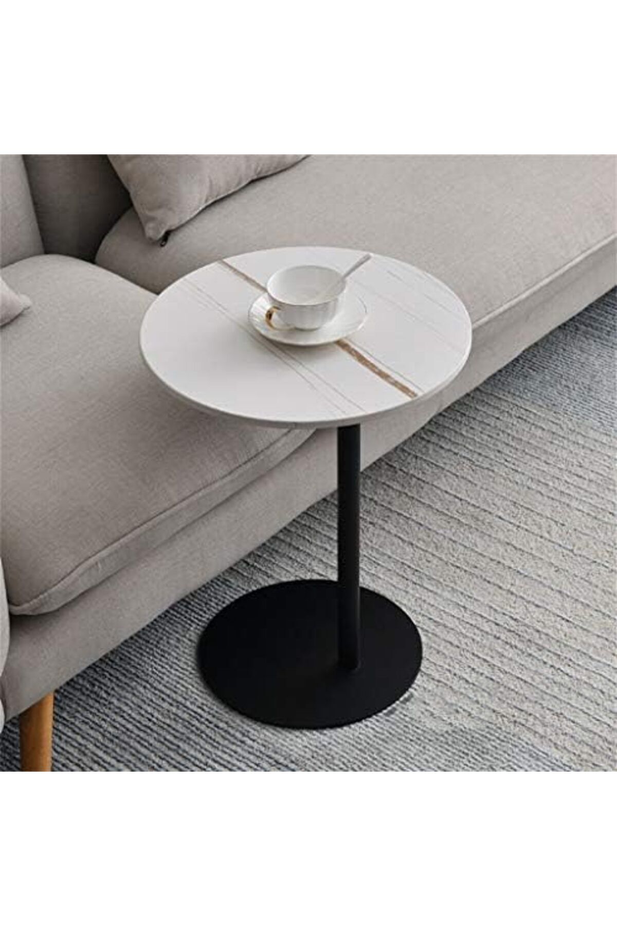 Türkiye-Side Tables, Round Side Tables, Coffee Table, Metal Small Sofa Table with Metal Base, Bedside Table, 5