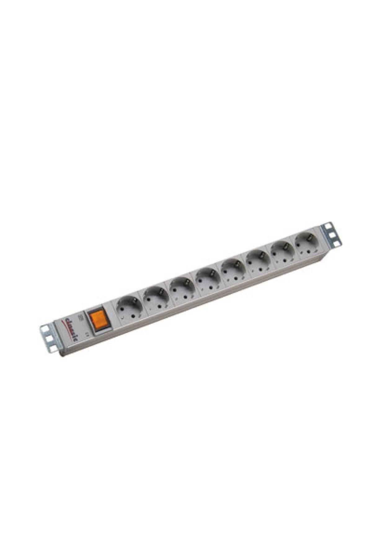 Bachmann-IT PDU 8 x Schuko sockets, 1x Switch, in Schuko, 1U, grounding, switch, length 2