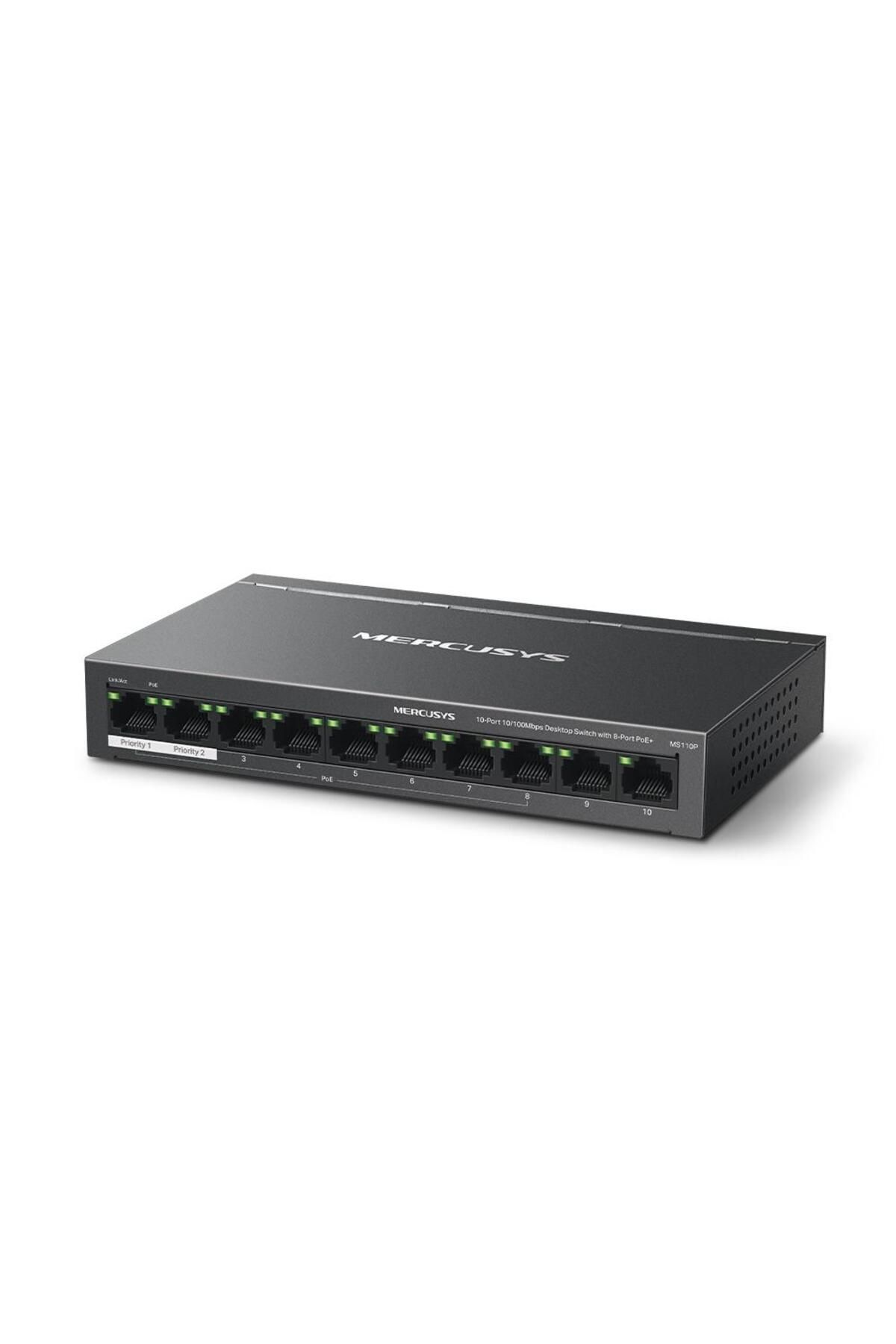 Mercusys-DESKTOP SWITCH 10PORT MS110P POE, Interface: 10× 10/100 Mbps, Standards and protocols 3