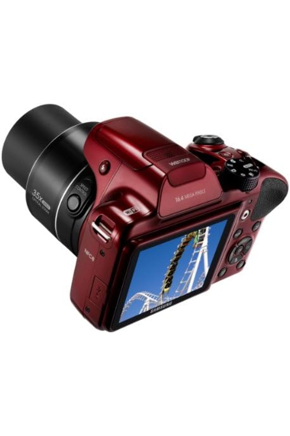 Samsung-WB1100F Smart Digital Camera 16.2MP CCD with WiFi and NFC Technology, 35x Optical Zoom (Red) 5