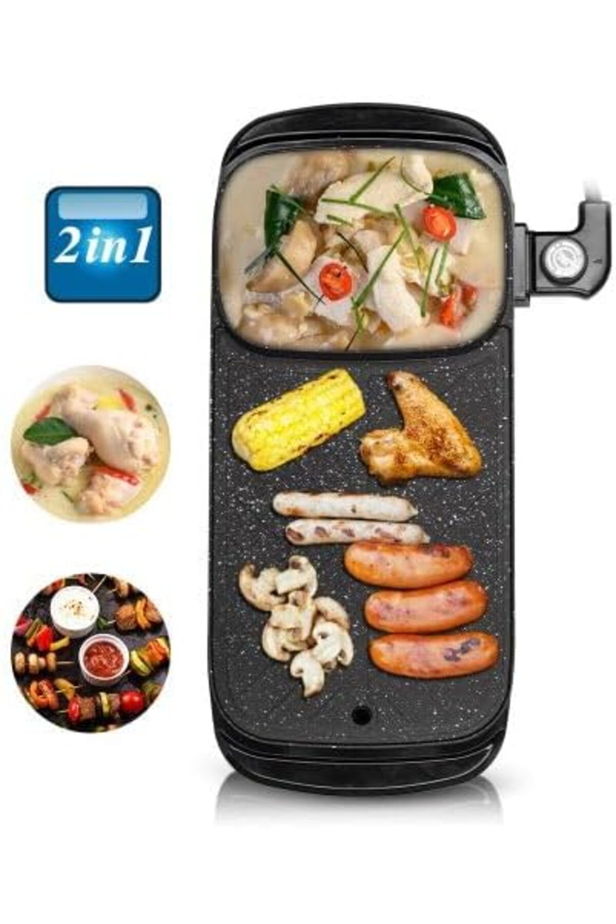 Generic-RAF Non Stick Smokeless Electric Grill Bbq With Removable 220V/2000W Thermostat Control With 5 Adjus 3