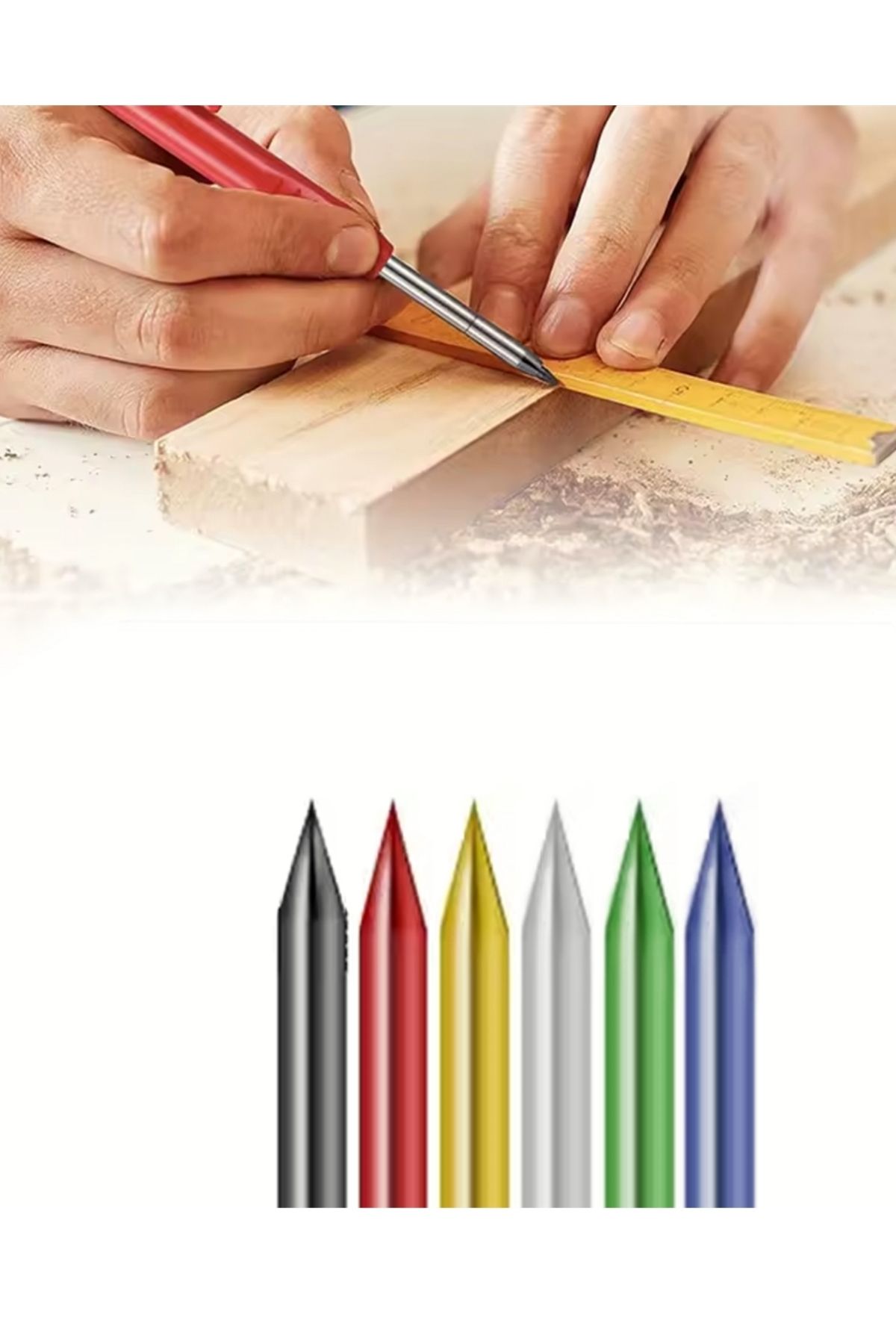 usin-Set of 6 Carpenter Deep Dip Position Hole Marking Pencil Nib Set 3