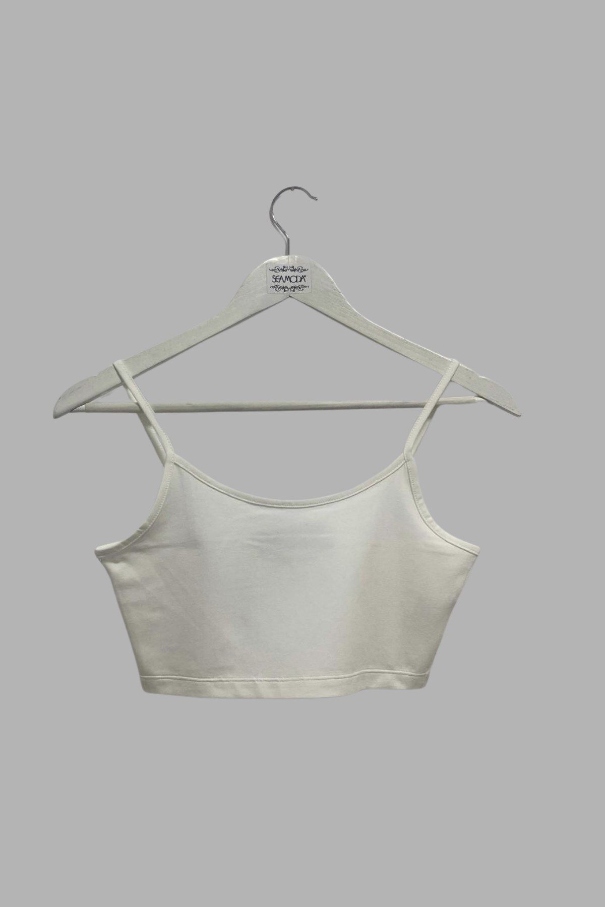 Seamoda-Plus Size Lycra Cotton Half Undershirt with Rope Strap-Broken White 6