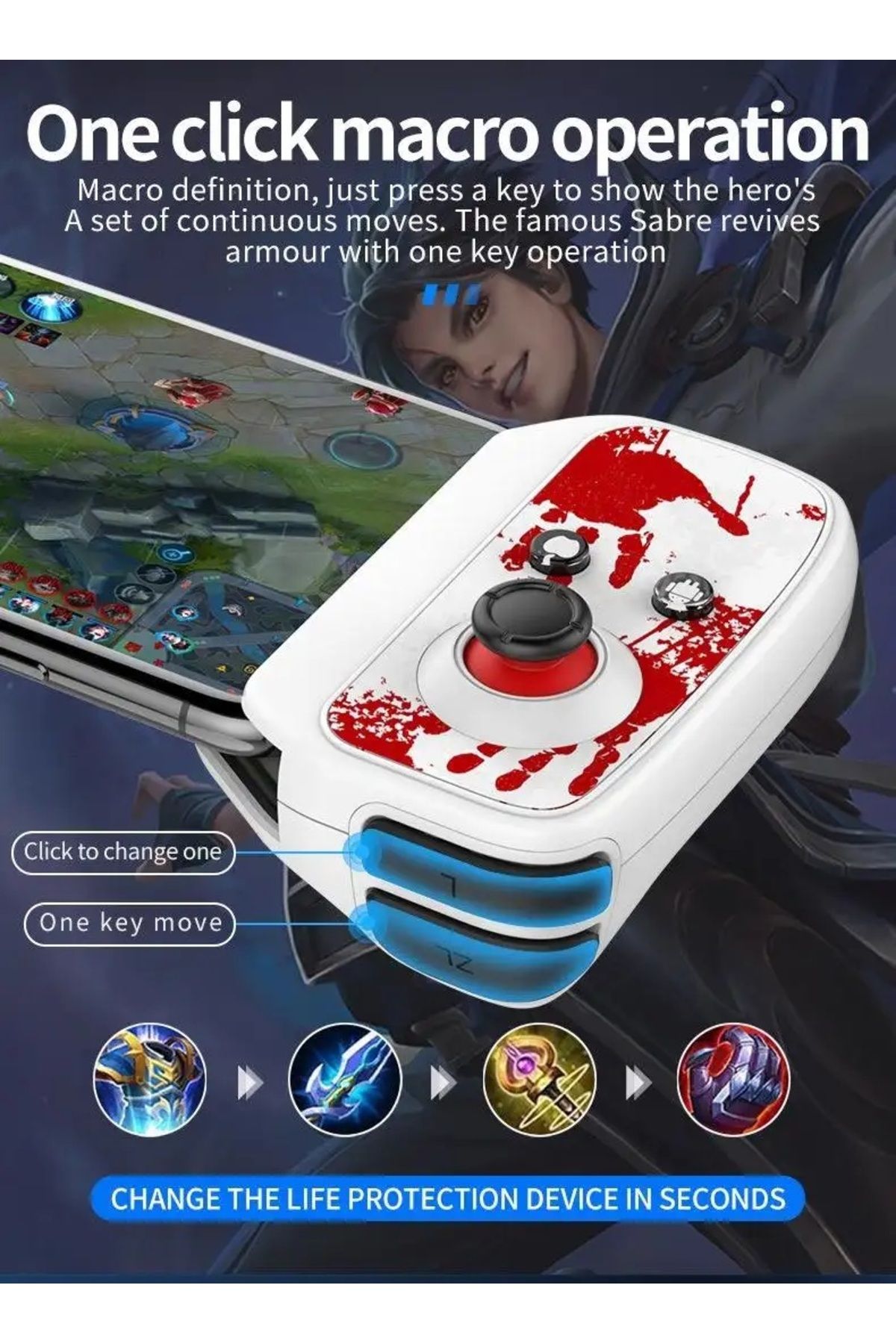 Sarafox-BSP-D2 One-handed Game Controller with One-button BT Joystick Suitable for Android and iPhone 4