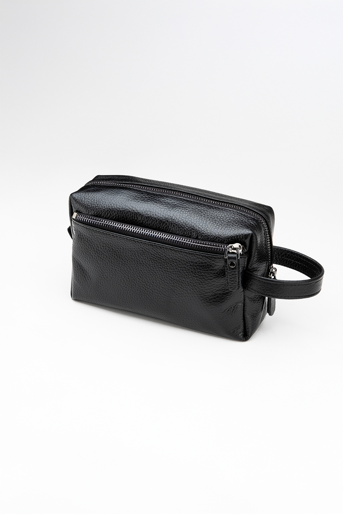 Niki Leather David Siyah Hakiki Deri Fermuarlı Portföy El Çantası görsel 2