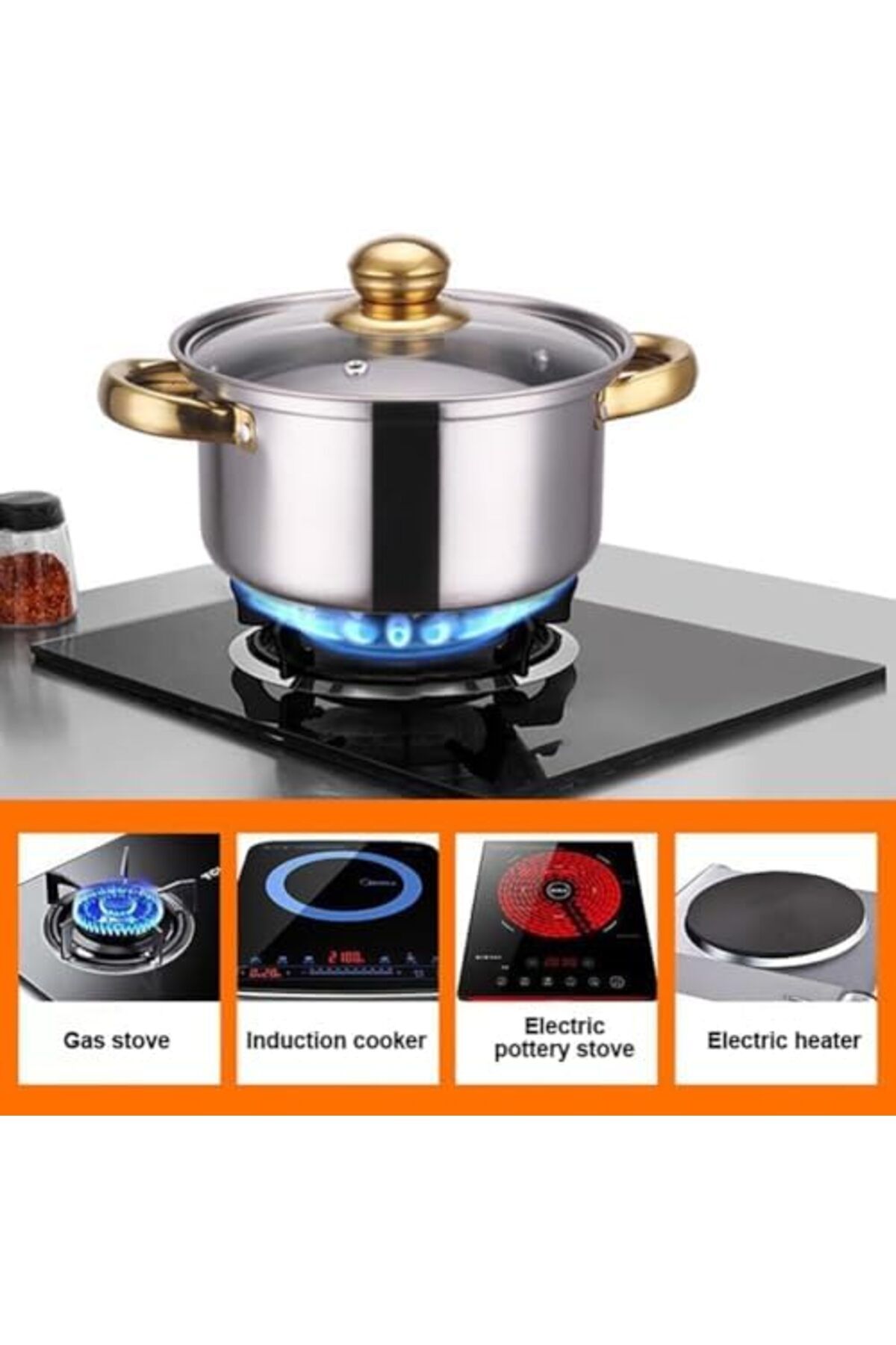 Türkiye-5 PCS Stackable Pot Set, Stewpots with Lids (16/18/20/22/24 cm), Nesting Non Stick Pots, Premiu 3