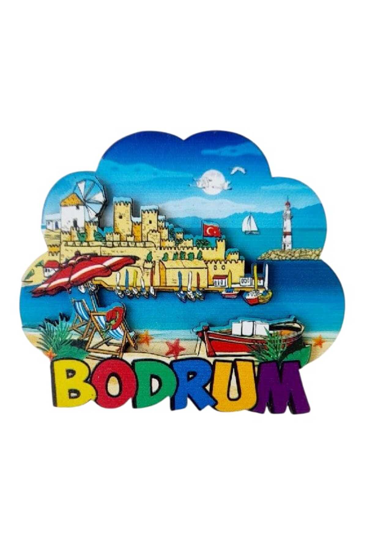 ella'nın çarşısı Bodrum Magnet Ahşap Kabartmalı Magnet 1 Adet