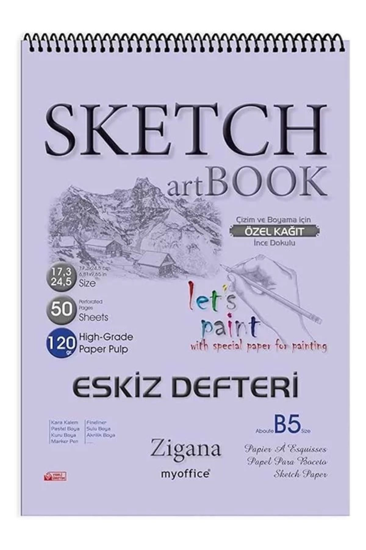 Mu Art Ahşap-Zigana B5 Spiral Sketchbook - 50 Yp, 120 Gr Drawing Notepad, Art Notebook 1