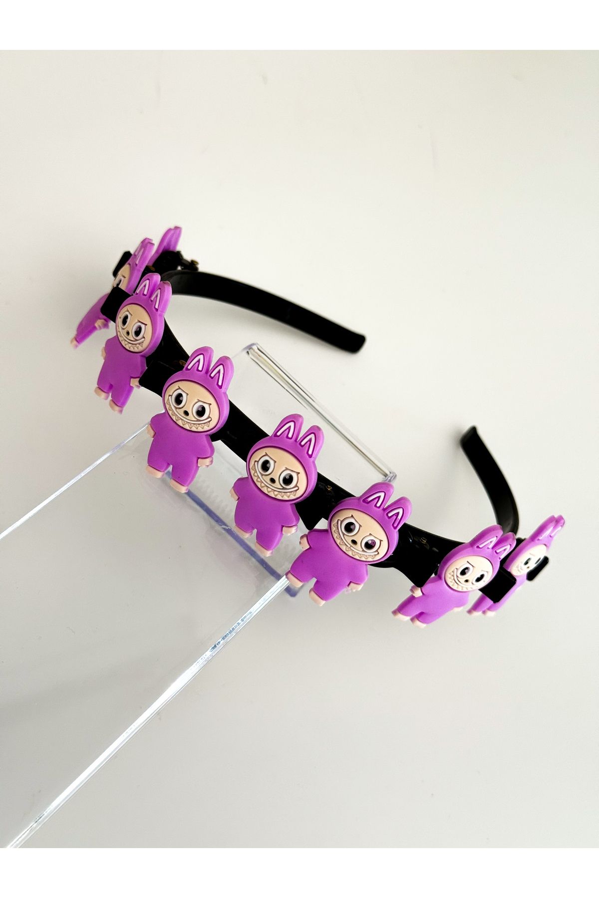 PURPLE'S BİR TUTAM MUTLULUK-Children's Crown with Row of Labubu Figures and Eight Latches 1