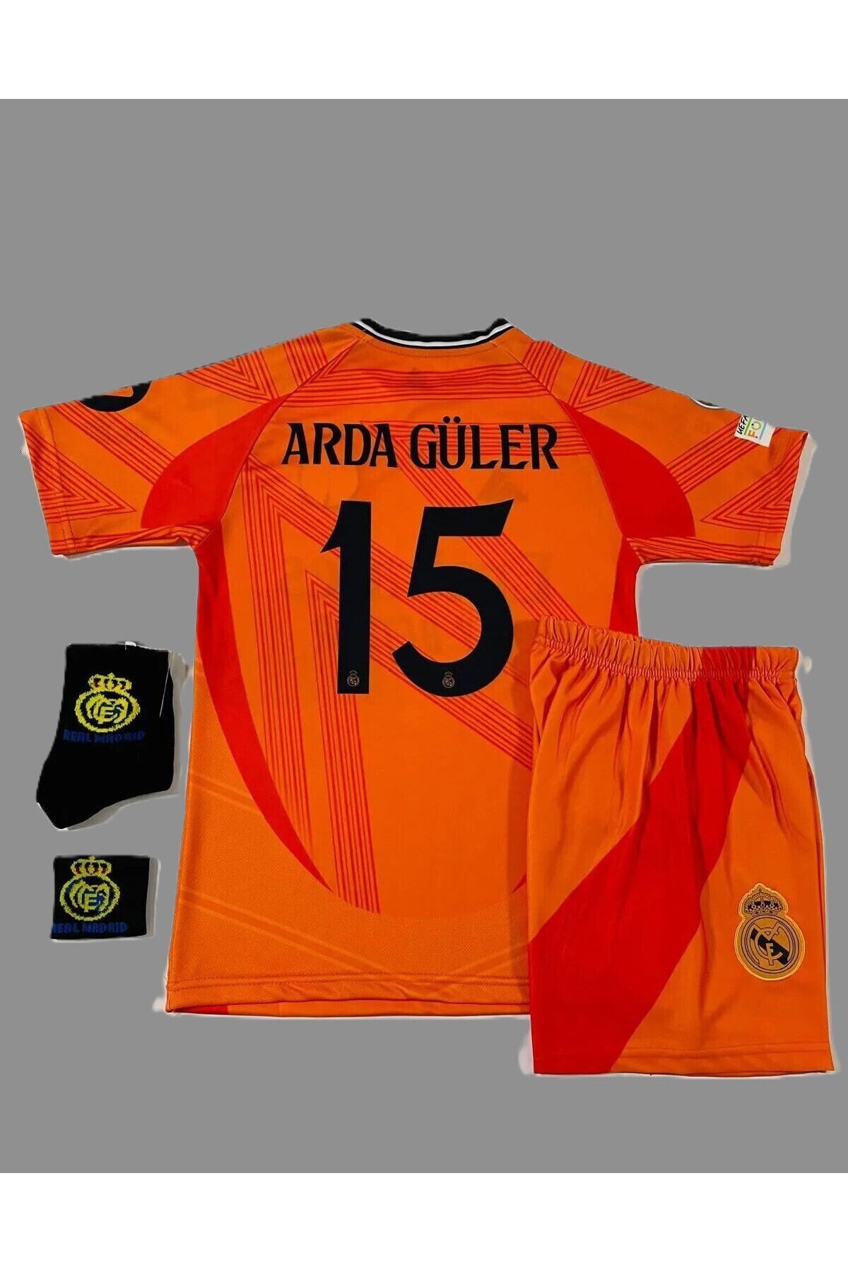 OVES Arda Güler 2024-25 Yeni Sezon R,e,a,l, M,a,d,r,i,d, Deplasman Çocuk Forması 4'lü Set