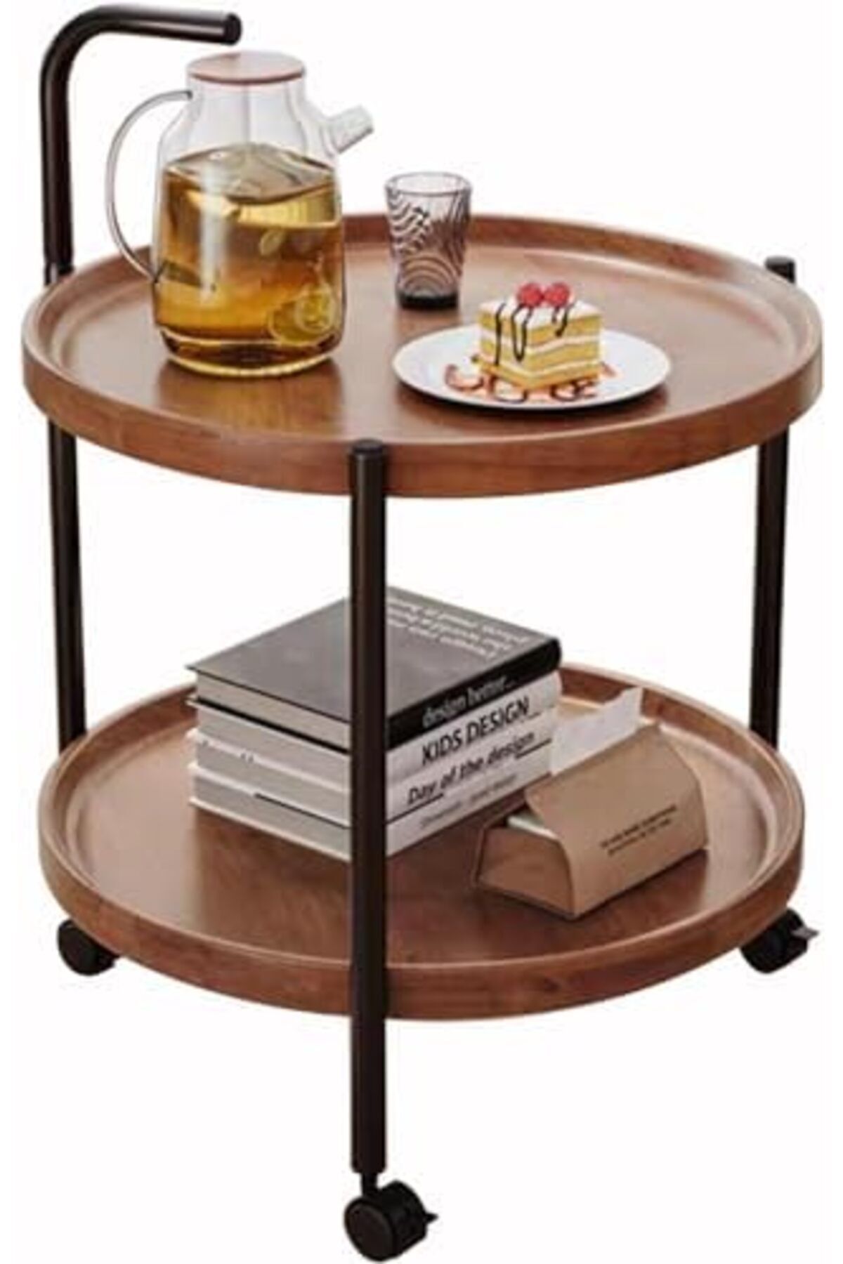 Türkiye-Table with Rolling Wheels,Coffee Table,Movable Small Coffee Table 2 Layers Small Trolley,Nordic Styl 1
