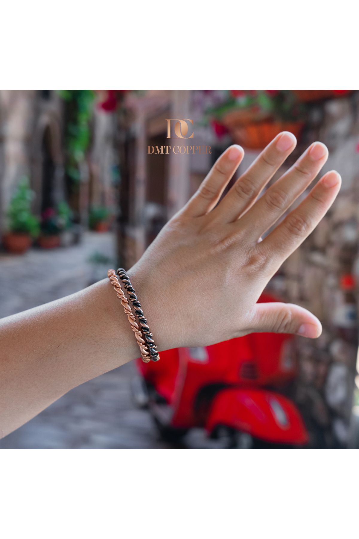 DMT COPPER HOME-100% Handmade Copper Bracelet, Natural Antibacterial Copper Bracelet, Health Friendly 2 Pcs 5
