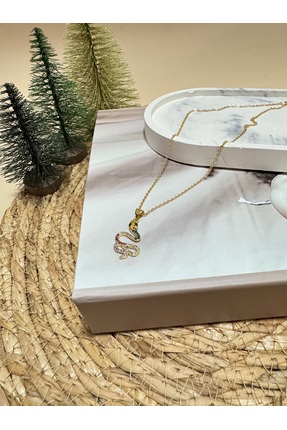 Maral Accessories Çelik kolye taşlı yılan Çelik kolye