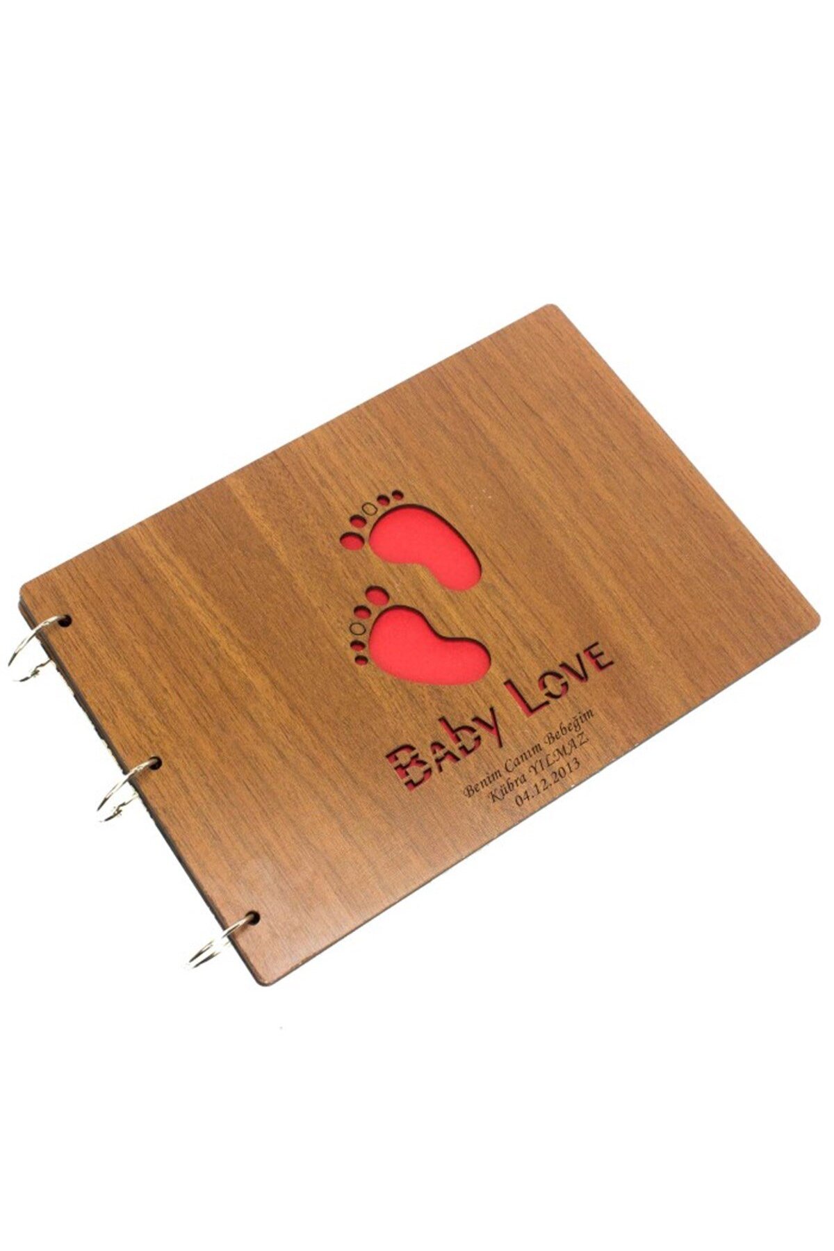 hediyesahibi Doğum Hediyesi İsme Özel Ahşap Bebek Ayağı Temalı Kendin Yap Albüm Defter Baby Love fotoğrafı 4 (önizleme)
