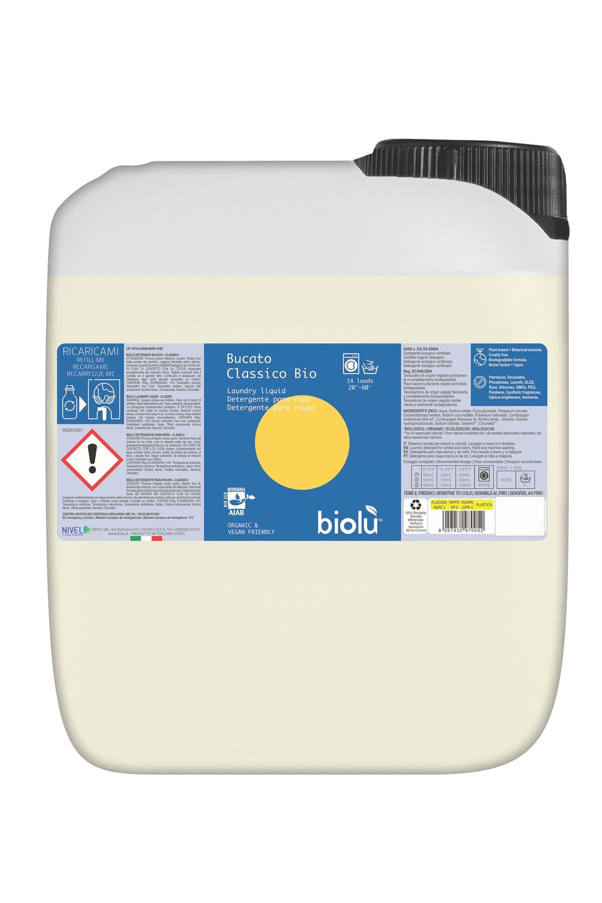 JollyMag Biolu Detergent Lichid Pentru Rufe Albe Si Colorate Lamaie 5l - One Size