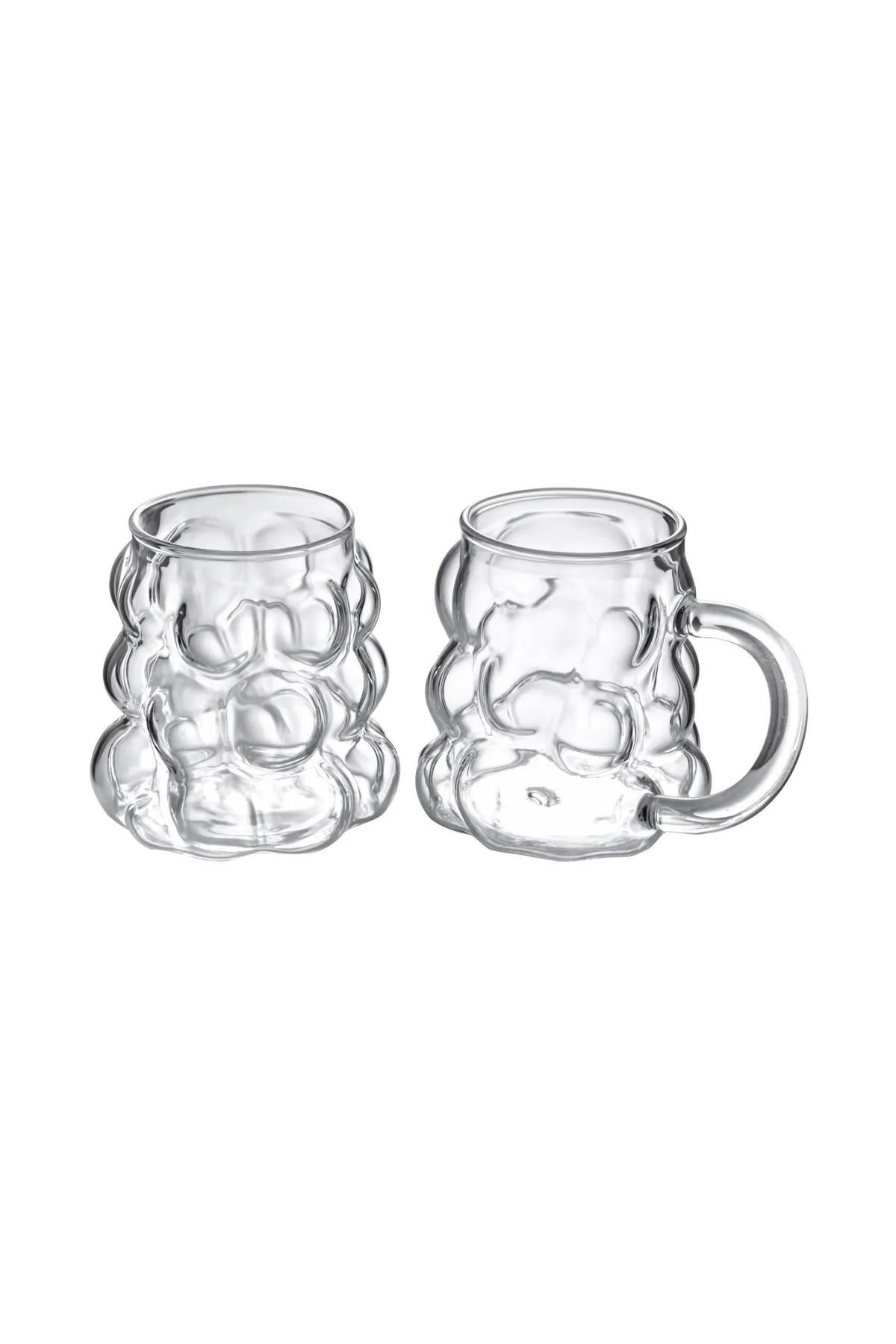 favorin-Heat Resistant Borosilicate Grape Cups with Handle and Without Handle Set of 2 Borosilicate Cups 1
