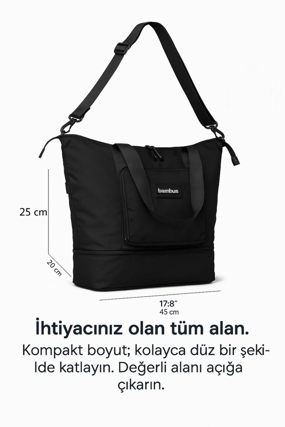 Bambus Cüzdan Küçülebilen/Büyüyebilen Çok Amaçlı Körüklü Su Geçirmez El Seyahat Valizi Bavulu görsel 6