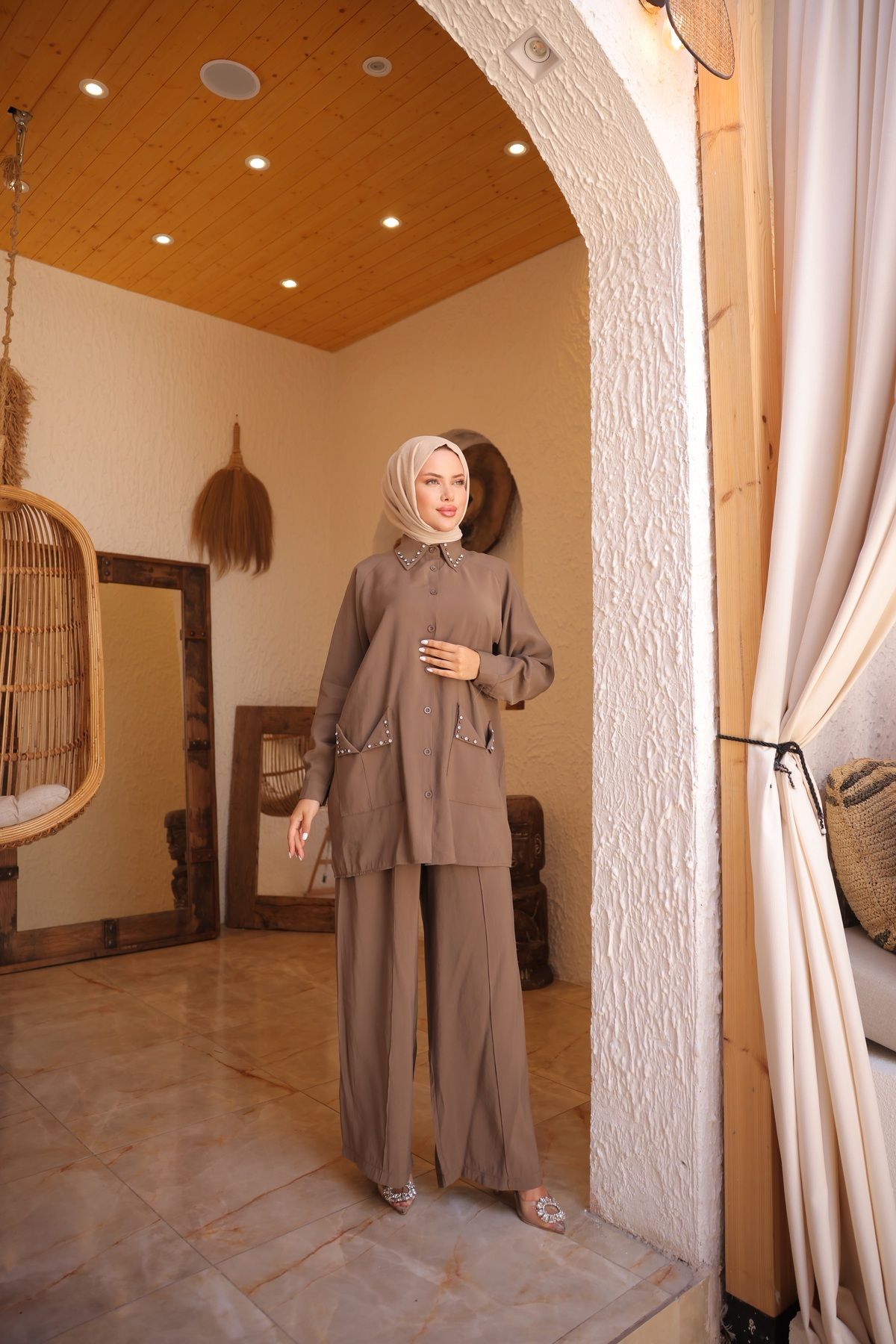 Ryzi Moda-Women's Hijab Set - Buttoned Shirt and Pants Set |   Stylish and Comfortable Bottom Top Combination 5