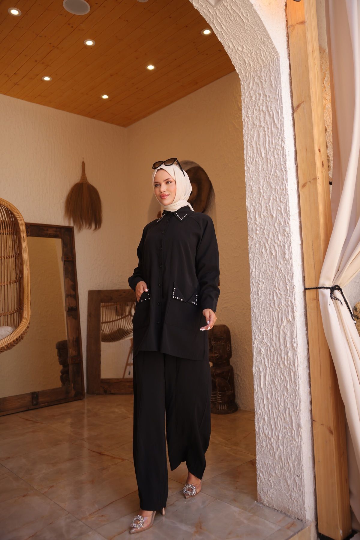Ryzi Moda-Women's Hijab Set - Buttoned Shirt and Pants Set |   Stylish and Comfortable Bottom Top Combination 5