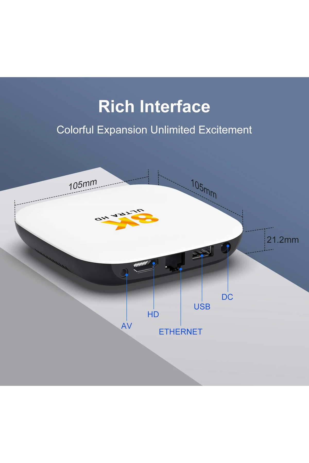h96max-M2Plus 8K Android 14.0 Tv Box 4Gb+32Gb Media Player Air Mouse Wifi6 Bt 5.4 Ethernet Voice Command 7