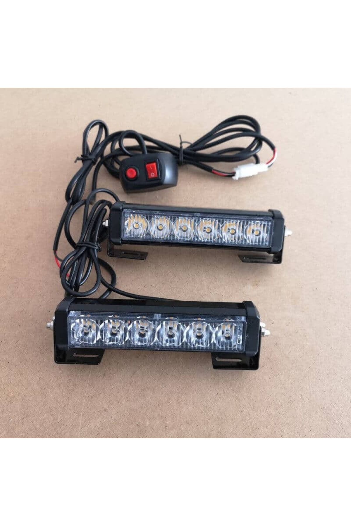 BGRJ Automotive-Yellow LED warning lights, 12-24V, 9-function strobes, grille or ceiling, with button 4