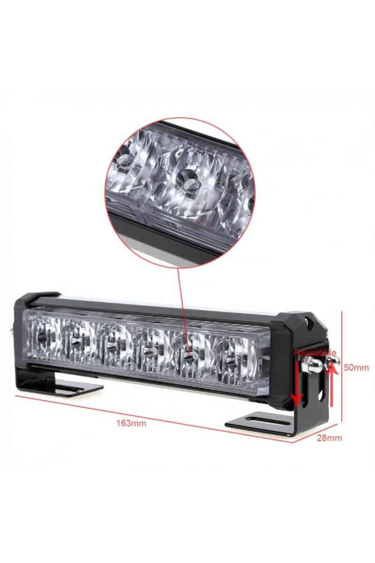 BGRJ Automotive-Yellow LED warning lights, 12-24V, 9-function strobes, grille or ceiling, with button 8