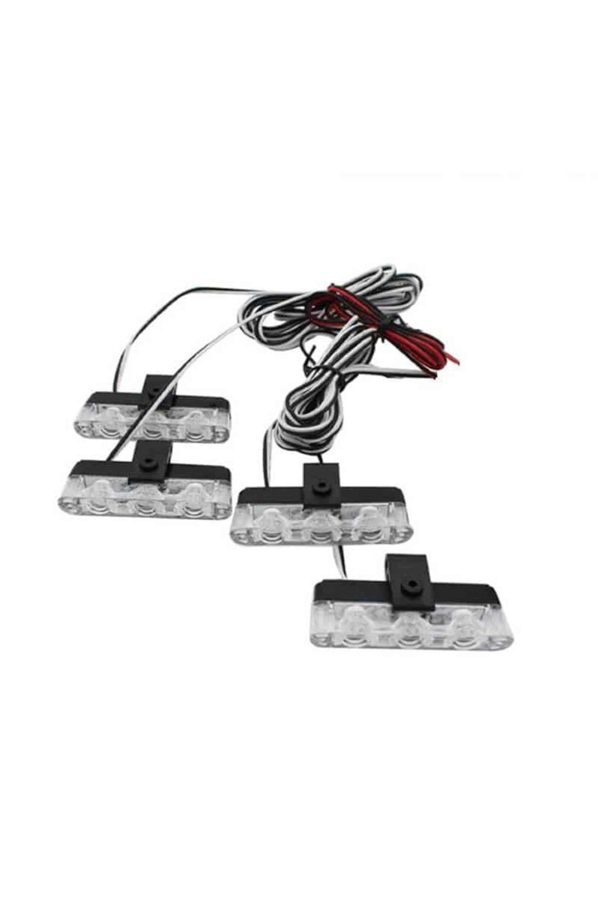 BGRJ Automotive-Set of 4 yellow strobe lights for the grille, remote control, 7 functions, 12V 13