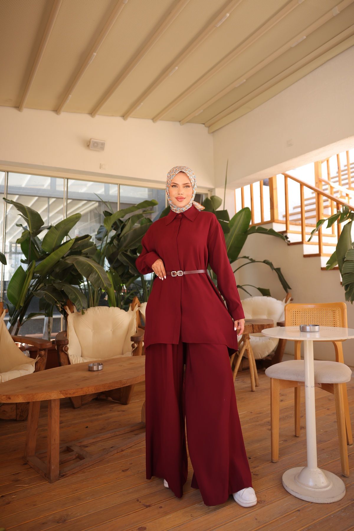 Ryzi Moda-Women's Hijab Tracksuit Set Stylish Button up Shirt and Pants Set |   Comfortable and Modern Bottom Top Combination 3