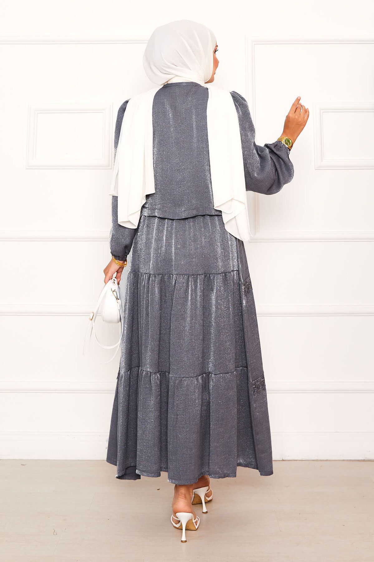 EBRUTESETTÜR-Guipure Detailed Skirted Kimono Suit 4
