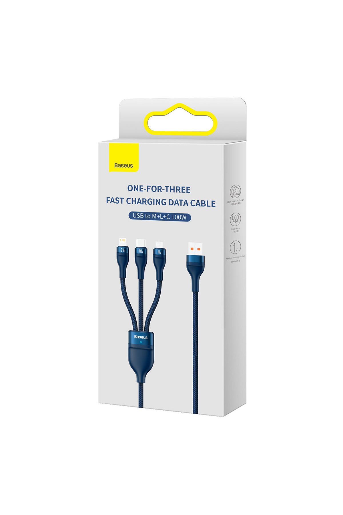 Baseus-Flash Series II kabel USB USB-C Iphone Lightning microUSB 100W 1.2m niebieski 5