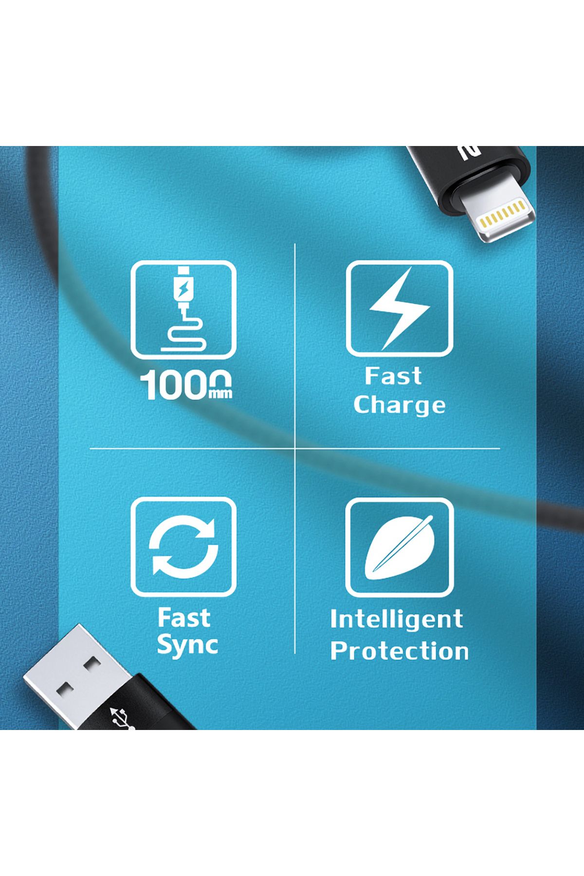 WOZINSKY-Cablu universal 4 în 1 2x USB-C 1x USB-A 1x Lightning 60W 1m Negru 6