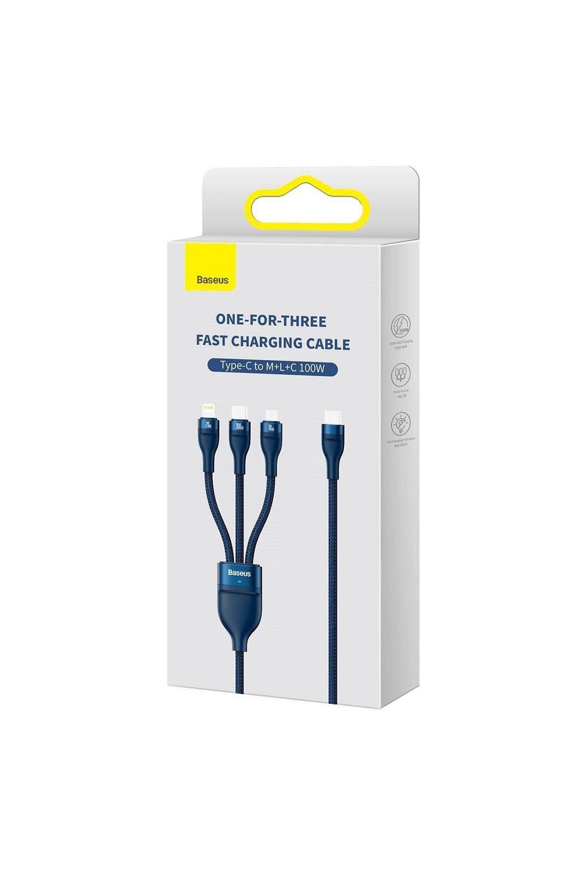 Baseus-Flash Series II kabel USB-C USB Typ A Iphone Lightning microUSB 100W 1.5m niebieski 5