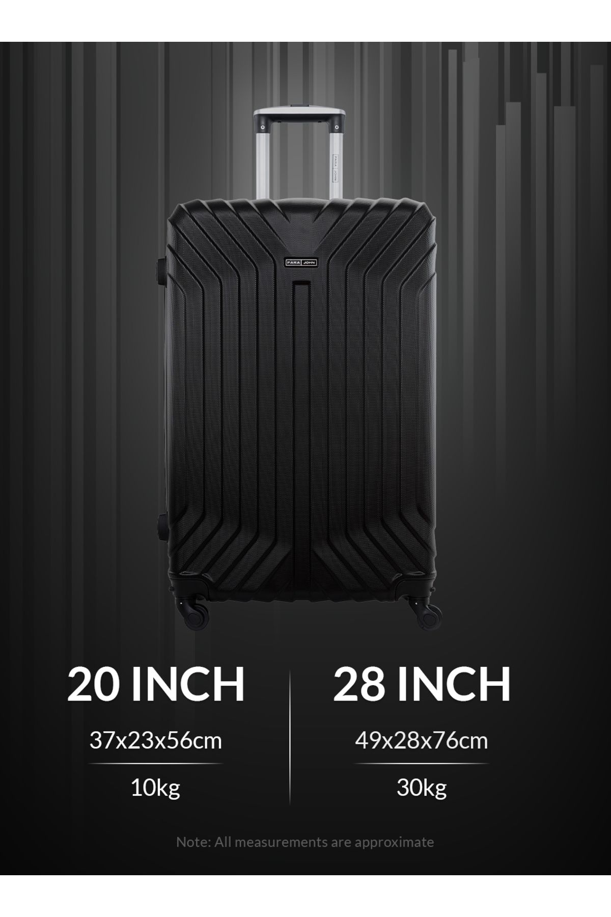 PARAJOHN-Vector 2-piece Luggage Set Abs Hard Shell Check-in Trolley Bag With 360° Spinner Wheels & Lock 6