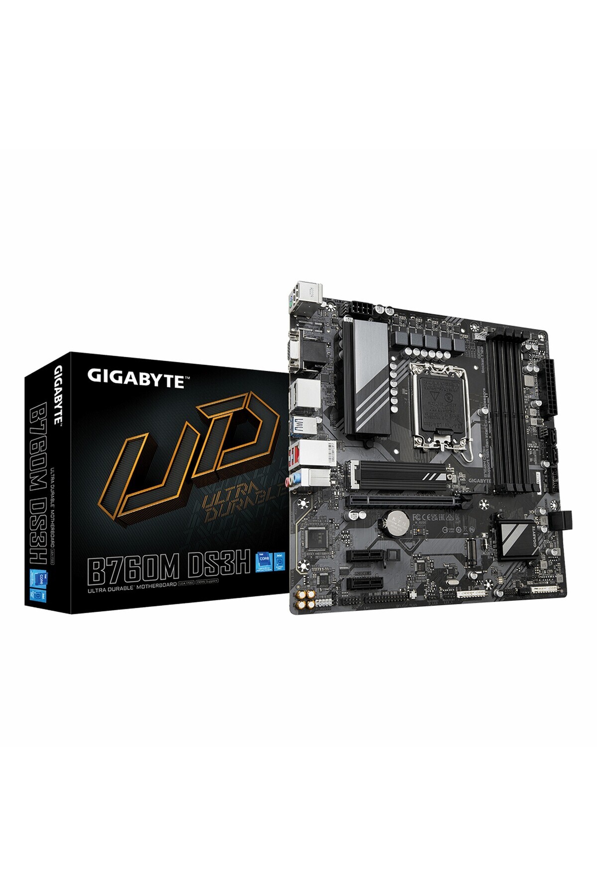 Gigabyte-B760M-DS3H-DDR5 Intel B760 Socket 1700 DDR5 7600MHz mATX Gaming (Player) Motherboard 1
