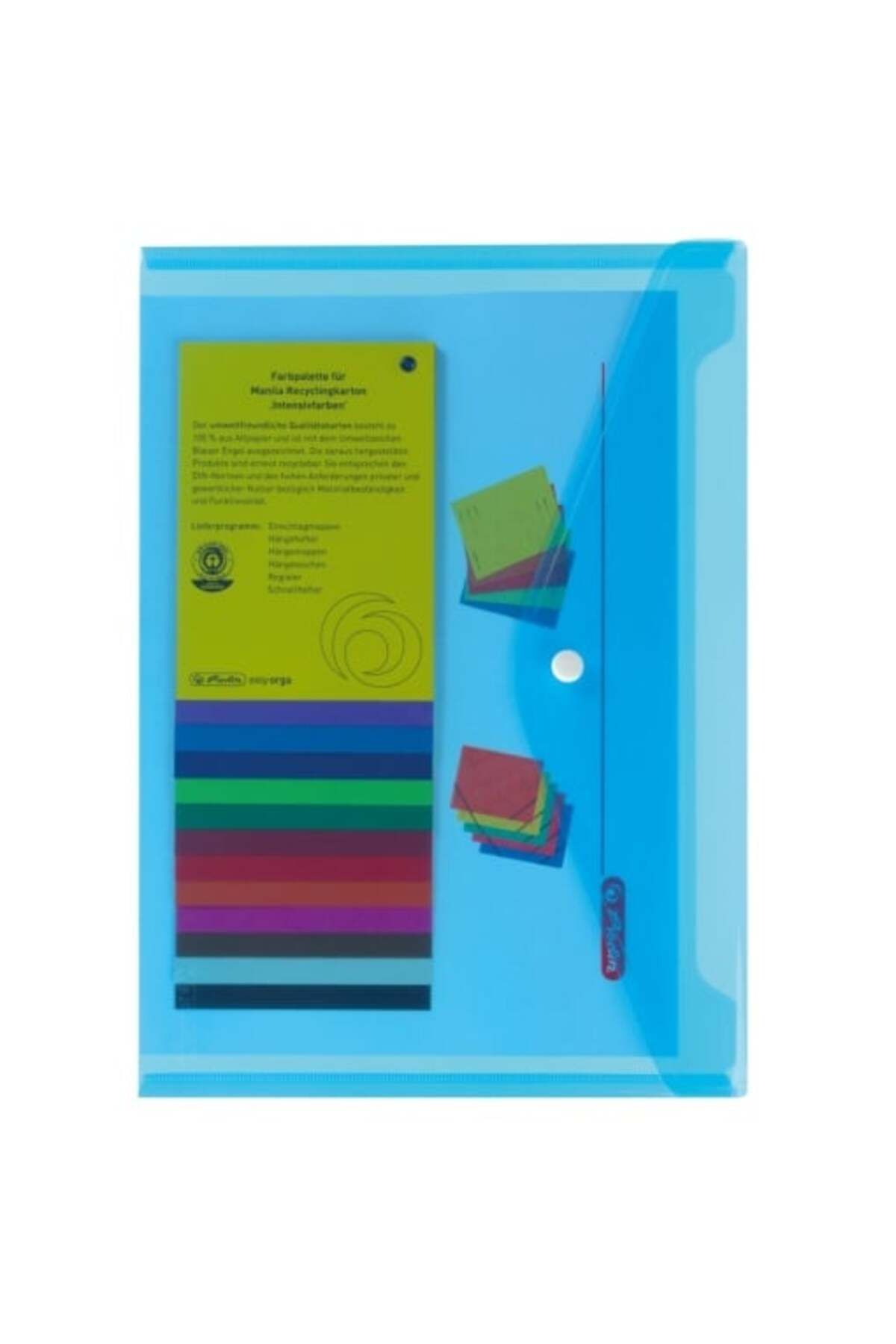 Herlitz-Dosar protector cu închidere tip capsă, format A4, material PP, culoare albastru transparent 2