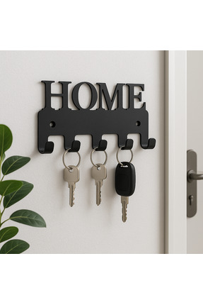 LUNOART Home Yazılı Metal Anahtarlık Askısı | Duvar Tipi Anahtar Organizer