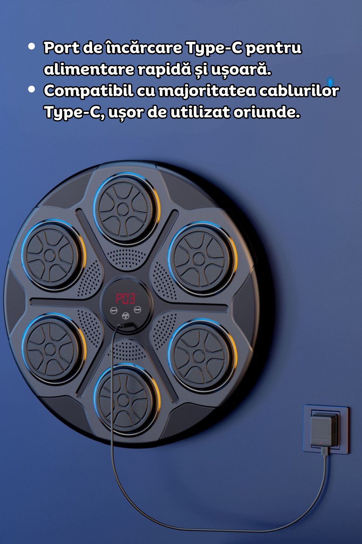 clickzu-Boxing Target With Bt For Music Playback, Rgb Lights For Interactive Training, 2 Gloves, 6