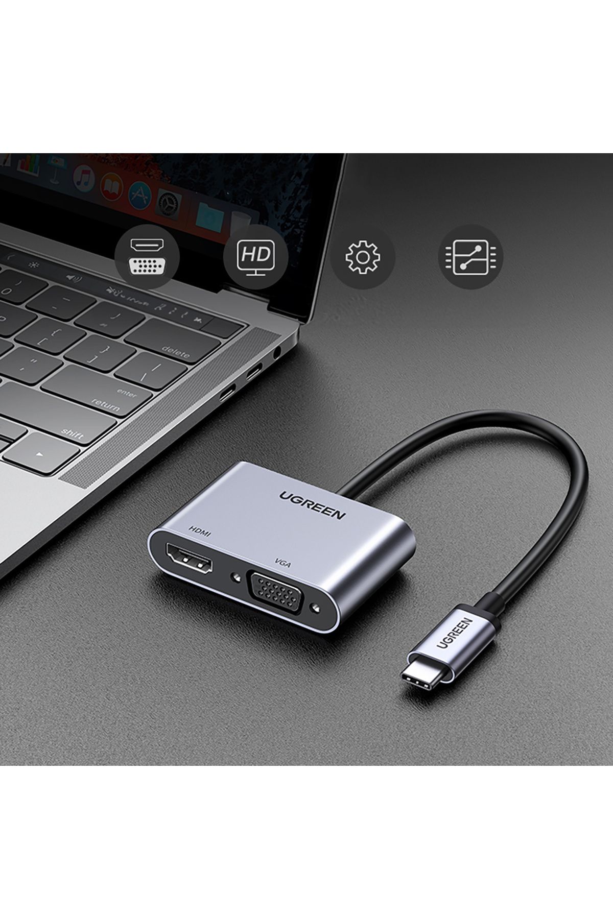 Ugreen-Adapter rozdzielacz USB-C - HDMI / VGA / USB-A 3.0 / USB-C PD - szary 4