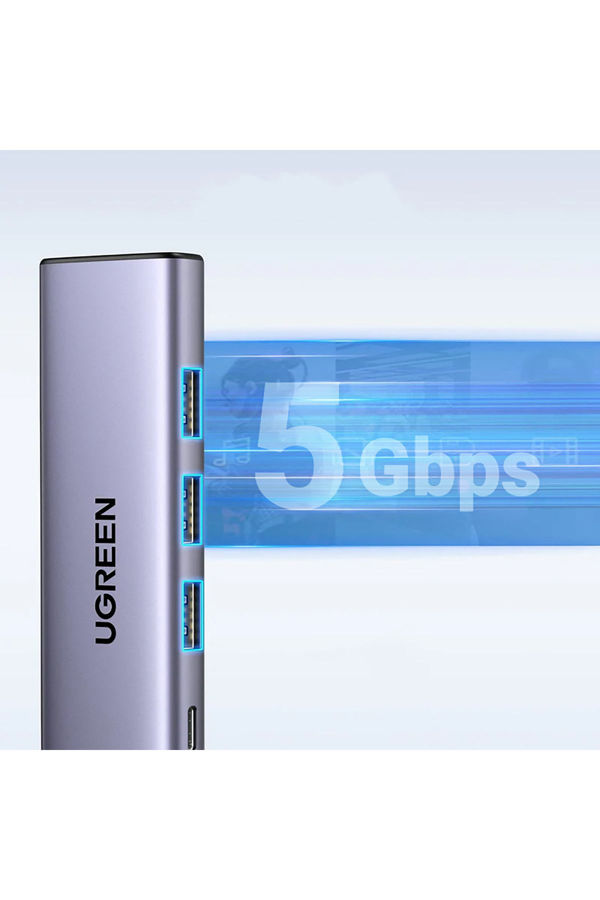 Ugreen-Adaptor HUB 5 în 1 USB-C - USB-C PD / HDMI / 3x USB-A 3.0 - gri 4
