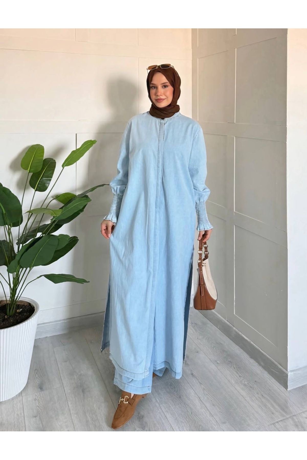 Güler Casual-Light Denim Color Gipeli Sleeve Double Suit 1