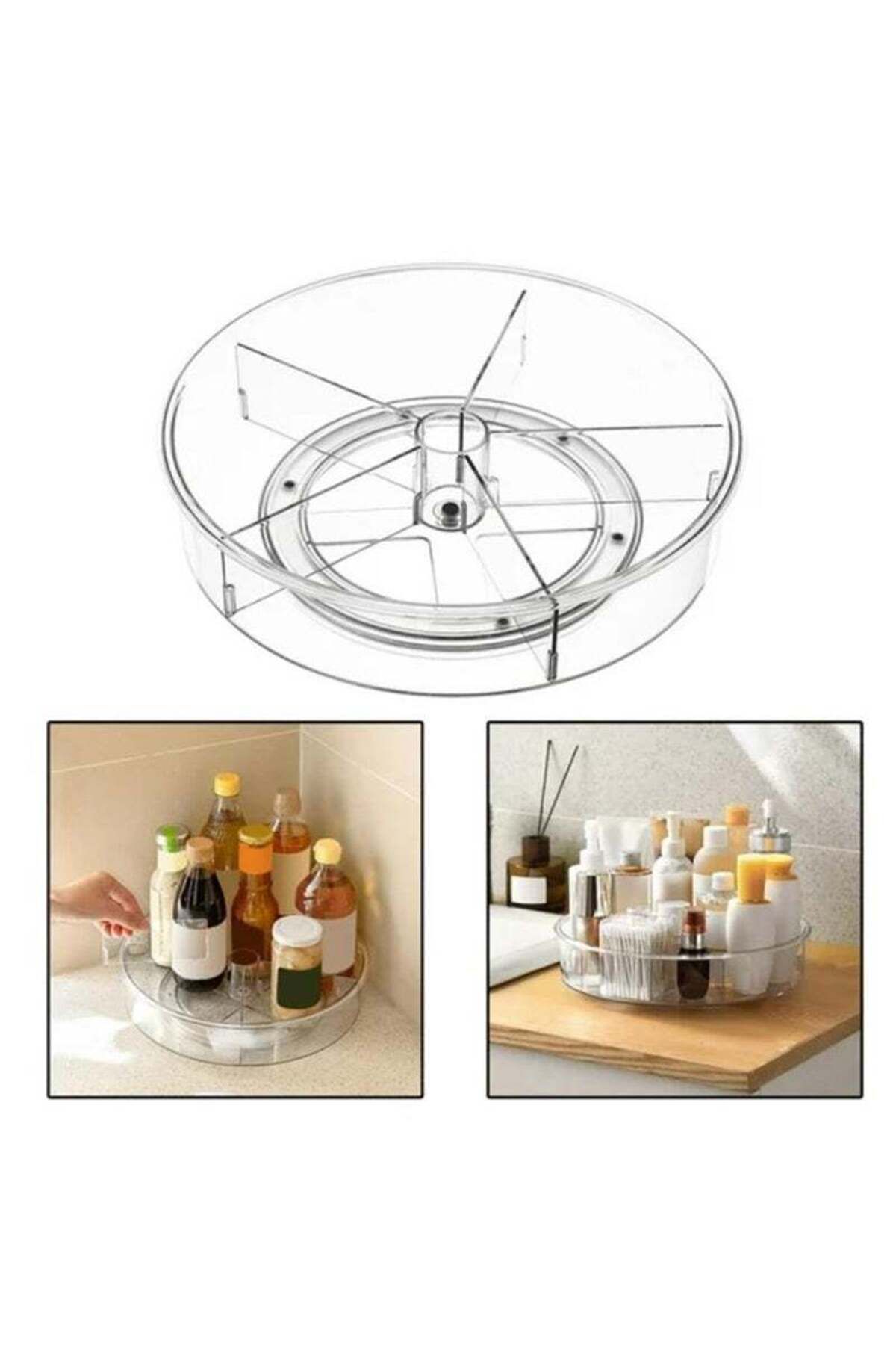 COOYA-Rotating Turntable Storage Container,Rotating Organizer Spinning Organizer Bin for Kitchen Cabinet 1