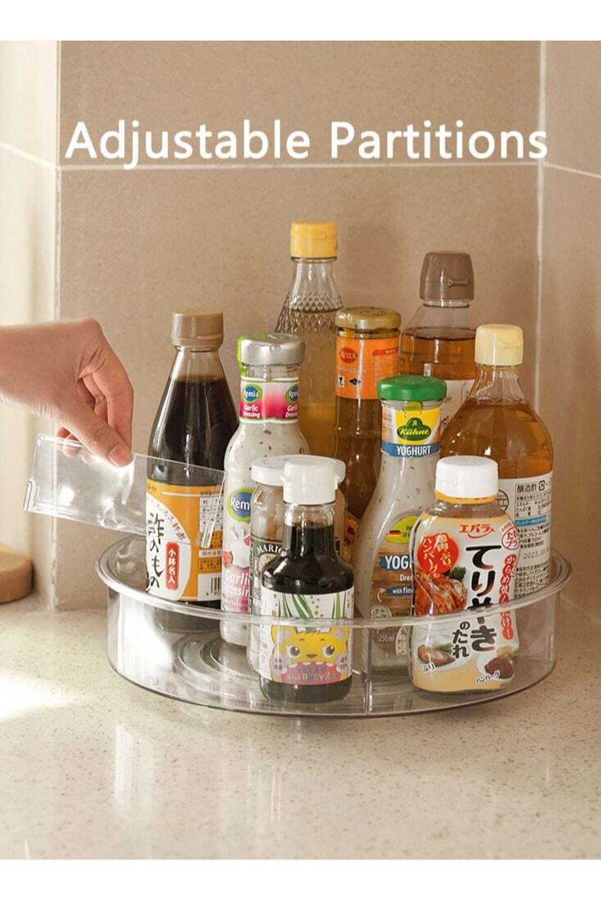 COOYA-Rotating Turntable Storage Container,Rotating Organizer Spinning Organizer Bin for Kitchen Cabinet 2