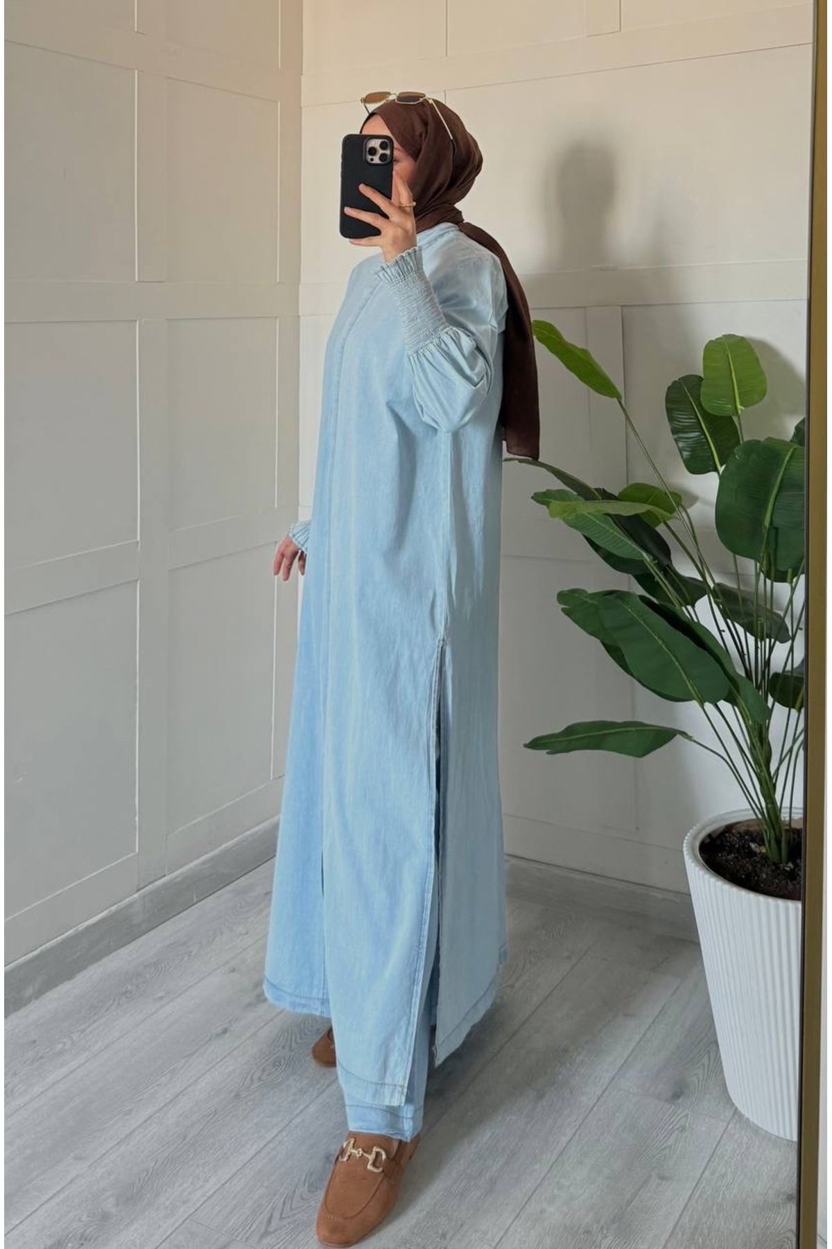 Güler Casual-Light Denim Color Gipeli Sleeve Double Suit 2